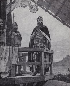 König Edward III. in der Schlacht von Crecy, Frankreich, 26. August 1346 von Ernest (after) Board