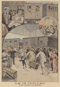 Züge, die Passagiere zu den Feierlichkeiten zum Bastille-Tag bringen