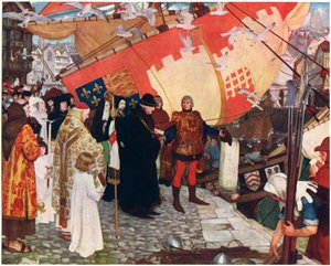 Die Abreise von John und Sebastian Cabot aus Bristol im Jahr 1497, ca. 1900-1930
