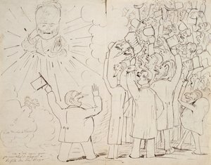 Die Feier für den alten Hugo, Karikatur von Victor Hugo (1802-85) aus einem Brief an Paul Verlaine, ca. 1880