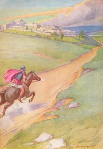 Ein Bote wurde gesehen, wie er sein Pferd in Richtung Stadt antrieb, ca. 1912 von Ernest Dudley Heath