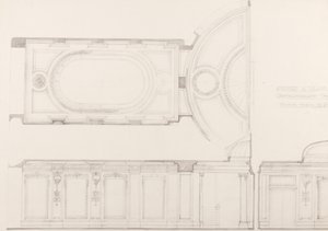 Entwürfe für das Innere des Oxford und Poland Street Kinematographentheaters: Decke und Rückwand des Auditoriums, ca. 1910 von Ernest George William Souster