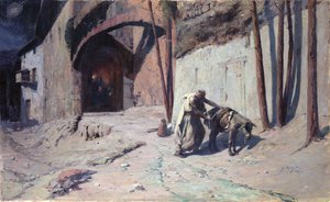 Die Flucht nach Ägypten oder, Joseph belädt seinen Esel, 1894 von Ernest Georges Berges