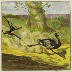 Mann jagt einen Strauß von Ernest Henry Griset