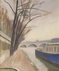 Paris, Ufer der Seine, ca. 1920-30 (Öl auf Leinwand) von Ernest Hiram Brülhart