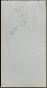 Skizzenbuch, Seite 17: Büste eines Mannes mit Zylinder von Jean Louis Ernest Meissonier