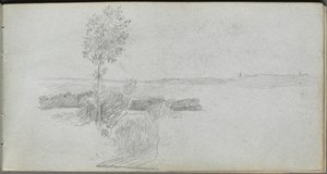 Skizzenbuch, Seite 28: Landschaftsstudie von Jean Louis Ernest Meissonier