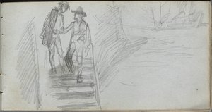 Skizzenbuch, Seite 64: Figuren auf einer Treppe