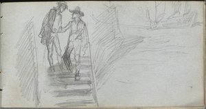 Skizzenbuch, Seite 64: Figuren auf einer Treppe von Jean Louis Ernest Meissonier