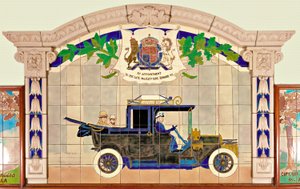 König Edward VII. und der Prinz von Wales in einem Sedanca de Ville Motorwagen