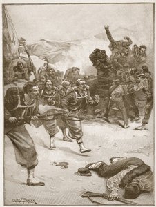 Die Zouaven eroberten eine der Barrikaden durch einen kühnen Bajonettangriff, Illustration aus 