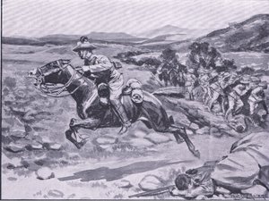 Die Gefangennahme der Leibwache: Leutnant Batemans gewagter Überfall, Illustration aus After Pretoria: The Guerilla War, 1902 von Ernest Prater