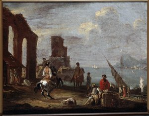 Landschaft mit Ruinen am Meer von Ernest called Monsu Ernesto Daret