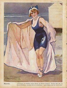 Frau am Strand von Biarritz von Ernst (after) Heilemann