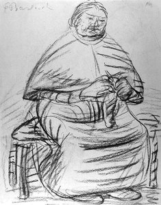 Alte Frau beim Stricken