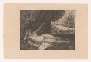 Liegende nackte Frau auf einem Ruhebett