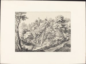 Rückansicht des Klosters mit Wasserfall von Ernst Fries
