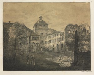 Sechs Ansichten des Heidelberger Schlosses: Schlossterrasse von Ernst Fries