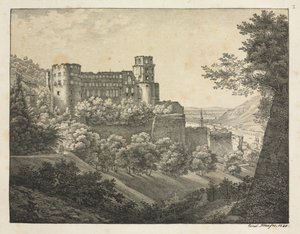 Sechs Ansichten des Heidelberger Schlosses: Richtung Nordosten, 1820 von Ernst Fries