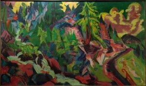 Arvenlandschaft mit Wasserfall