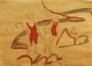 Badende am Fehmarnstrand von Ernst Ludwig Kirchner