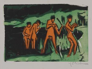 Badende werfen Schilf von Ernst Ludwig Kirchner