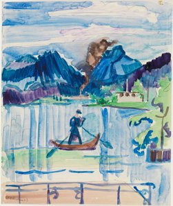 Bergsee mit Ruderer von Ernst Ludwig Kirchner