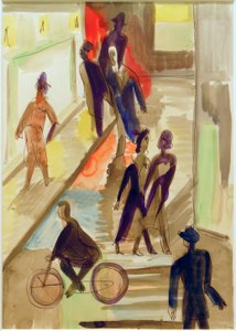 Straßenszene mit Fahrrad von Ernst Ludwig Kirchner