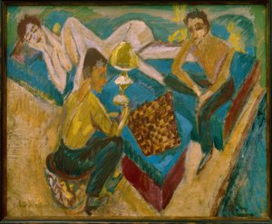 Erich Heckel und Otto Mueller beim Schach II von Ernst Ludwig Kirchner