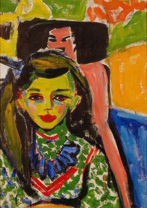 Fränzi vor geschnitztem Stuhl von Ernst Ludwig Kirchner