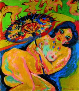 Mädchen unter einem japanischen Regenschirm, ca. 1909 von Ernst Ludwig Kirchner