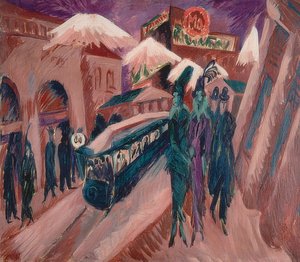 Leipziger Straße mit elektrischer Bahn von Ernst Ludwig Kirchner