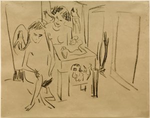 Ohne Titel (Dodo und Fränzi im Atelier) von Ernst Ludwig Kirchner