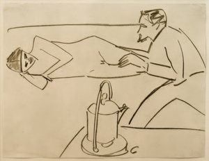 Ohne Titel (Liegende Fränzi im Gespräch mit Erich Heckel) von Ernst Ludwig Kirchner