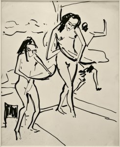 Ohne Titel (Marcella und Senta mit Bogen) von Ernst Ludwig Kirchner