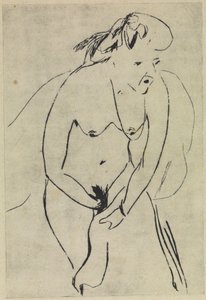 Sich abtrocknende Badende mit Handtuch und Halskette von Ernst Ludwig Kirchner