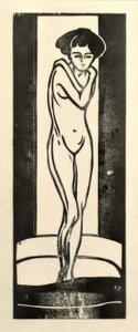 Stehender Mädchenakt mit verschränkten Armen von Ernst Ludwig Kirchner