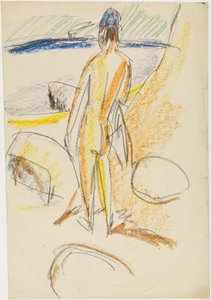 Stehender Rückenakt "An den Steinen" (Fehmarn) von Ernst Ludwig Kirchner