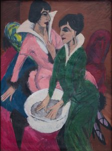 Zwei Frauen an einem Waschbecken; Die Schwestern von Ernst Ludwig Kirchner