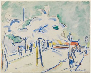 Uferstrom mit Bäumen (Dresden) von Ernst Ludwig Kirchner