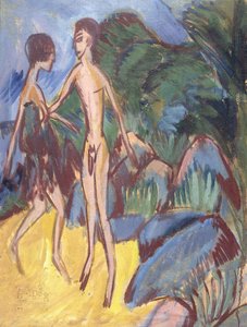 Jugend und nacktes Mädchen am Strand, 1913