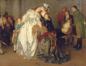 König Ludwig XVI. von Frankreich verabschiedet sich von seiner Familie im Tempelgefängnis (Detail), 1873