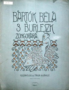 Titelseite einer Partitur für drei Burlesken für Klavier von Bela Bartok (1881-1945) 1912 (Farblithografie)