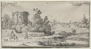 Landschaften: Landschaft mit Ruinen eines römischen Tempels von Esaias van de Velde