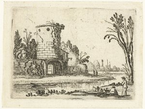 Runder Turm mit einem Tor von Esaias van de Velde