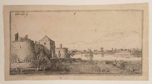 Umwallte Stadt, links eines Flusses, aus Landschaften