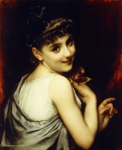 Eine junge Schönheit mit einer roten Rose
