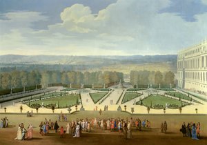 Spaziergang von Ludwig XIV. im nördlichen Parterre der Gärten von Versailles von Etienne Allegrain