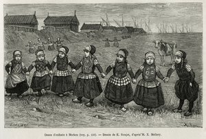 Kindertänze in Marken (Niederlande), Illustration nach einer Zeichnung von E. Ronjat, zur Geschichte 
