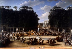 Napoleon und Marie Louise betreten den Tuileriengarten von Etienne Barthelemy Garnier